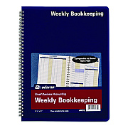 Adams Weekly Bookkeeping Ledger, Columns Vary By Section, Royal Blue Cover, 11 x 8.5 Sheets, 56 Sheets/Book (AFR70)