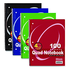 BAZIC Spiral Notebooks, 1-Subject, Quadrille Rule (4 sq/in), Randomly Assorted Cover Color, (100) 10.5 x 8 Sheets (514)