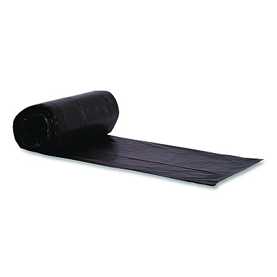Boardwalk Reprocessed Resin Can Liners, 60 gal, 1.5 mil, 38 x 58, Black, Perforated Roll, 100/Carton (385815K)