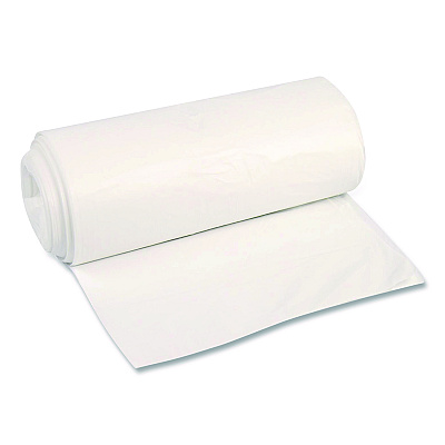 Boardwalk High-Density Can Liners, 45 gal, 12 mic, 40 x 48, Natural, Perforated Roll, 250/Carton (404812N)