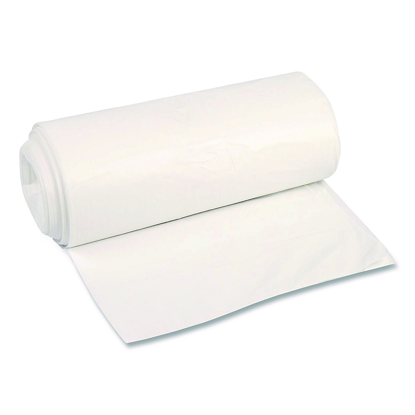 Boardwalk High-Density Can Liners, 45 gal, 22 mic, 40 x 48, Natural, Perforated Roll, 150/Carton (404822N)