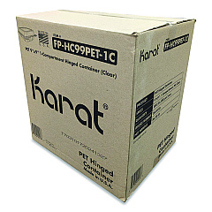 Karat PET Plastic Hinged Container, 9 x 9 x 3.6, Clear, Plastic, 100/Pack, 2 Packs/Carton (FPHC99PET1C)