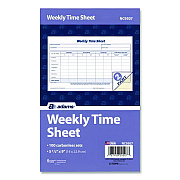 Adams Weekly Time Sheets, Two-Part Carbonless, 8.5 x 5.5, 100 Forms Total (NC9507)
