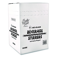 Berkley Square Wrapped Polypropylene Stirrers, 5.5", Black, 500/Box (BEP90209)