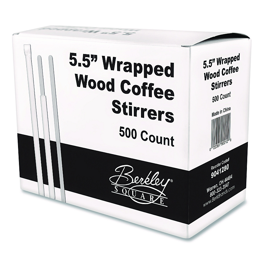 Berkley Square Wrapped Wood Stirrers, 5.5", 500/Box (BEP90211)