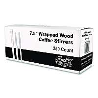 Berkley Square Wrapped Wood Stirrers, 7.5", 250/Box (BEP90213)