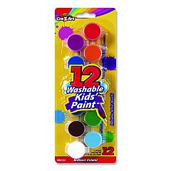 Cra-Z-Art Washable Kids' Paint Set, with Artist Brush, 12 Assorted Colors/Pack (1062824)