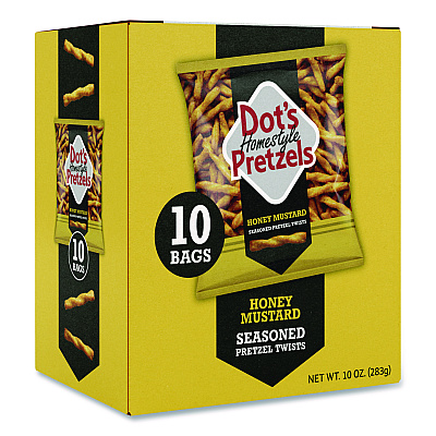 Dot's Pretzels Honey Mustard Pretzels, 1 oz Bag, 10/Box (DDP71948)