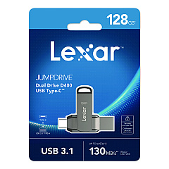 Lexar JumpDrive D400 USB 3.1 Flash Drive, 128 GB, Titanium (LJDD400128GB)