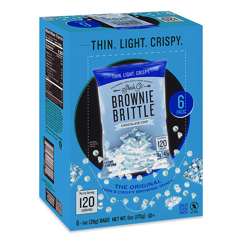 Sheila Gs Brownie Brittle Chocolate Chip Crisps, 1 oz Bag, 6/Pack (SGB01622)