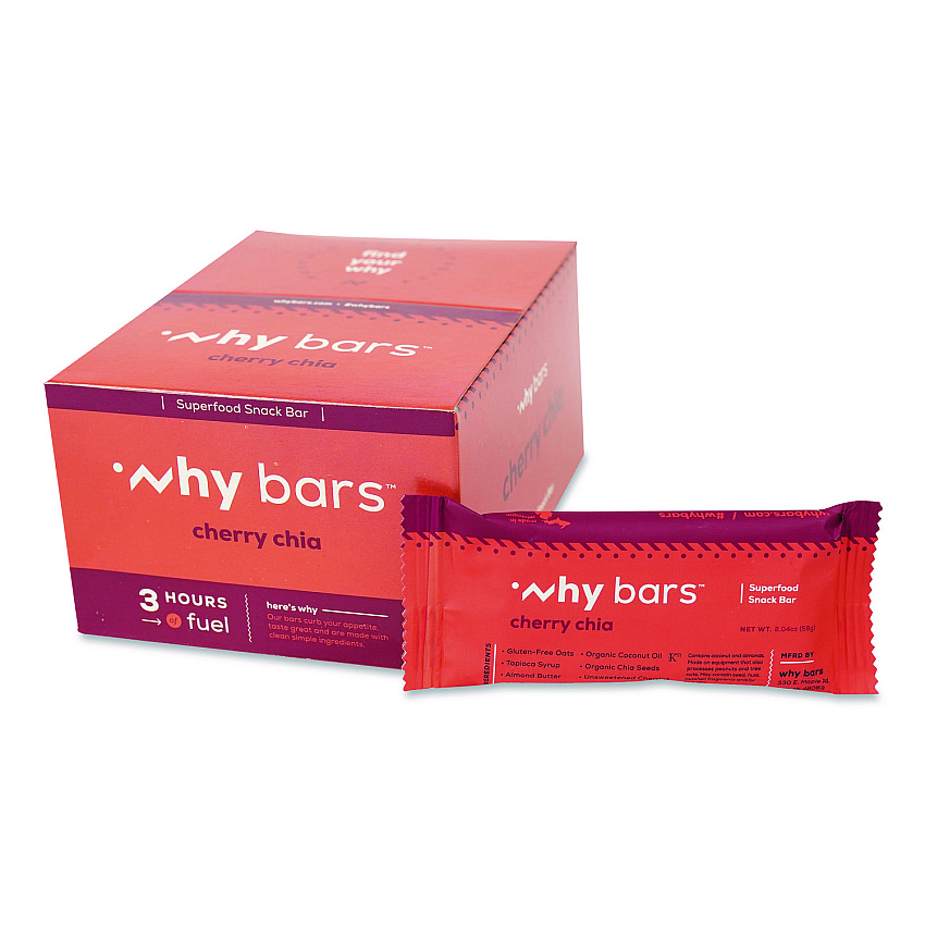 Why Bars Superfood Snack Bar, Cherry Chia, 2.04 oz Bar, 12/Box (WHY16205)