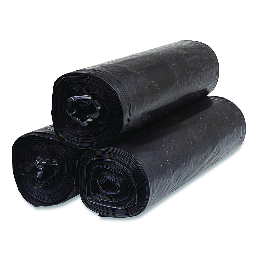 Inteplast Group Low-Density Commercial Can Liners, 60 gal, 1.15 mil, 38 x 58, Black, Interleaved Roll, 25 Bags/Roll, 4 Rolls/Carton (SLW3858SPK)