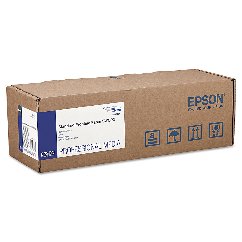 Epson Standard Proofing Paper Roll SWOP3, 9 mil, 17" x 100 ft, Semi-Matte White (EPSS045154)