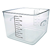 Rubbermaid Commercial Square Storage Container, 12 qt, 10.5 x 11.31 x 7.75, Clear, Plastic (FG631200CLR)