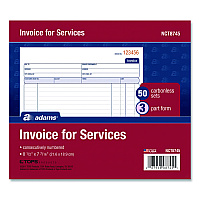 Adams Multipart Service Invoice Pad, Three-Part Carbonless, 8.5 x 6.94, 50 Forms Total (NCT8745)