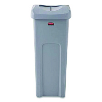 Rubbermaid Commercial Universal Square Trash Can with Swing Lid, 23 gal, Plastic, Gray (2143862)