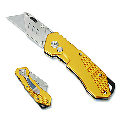 AbilityOne 5110-01-719-4843, SKILCRAFT General Purpose Folding Utility Knife, 6.75" Metal Handle, Gold