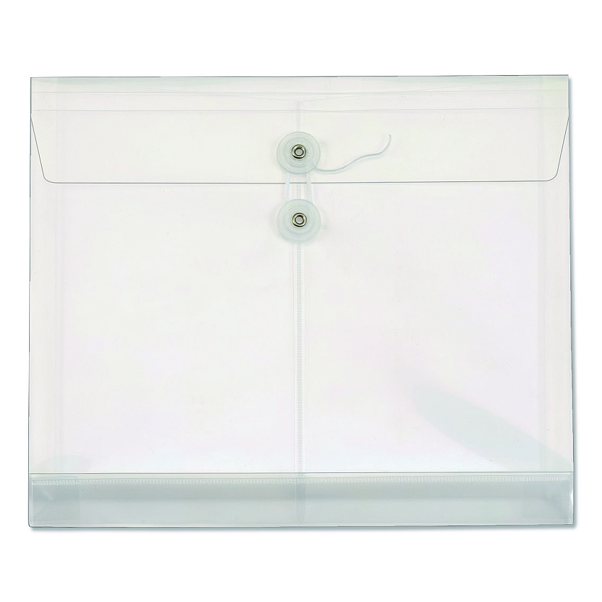 Pendaflex Poly String and Button Envelope, 1.25" Expansion, String/Button Closure, 13" x 10", Clear, 5/Pack (84521GW)