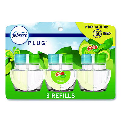 Febreze PLUG Air Freshener Refills, Gain Scent, 2.63 oz, 3/Pack, 6 Packs/Carton (13842)