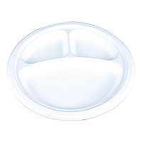 SCT ChampWare Molded Fiber Tableware, 3-Compartment Plate, 10" dia, White, 125/Sleeve, 4 Sleeves/Carton (18163WPF)