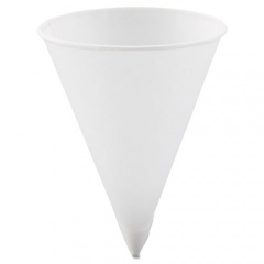 Solo Cone Water Cups, Cold, Paper, 4.25 oz, Rolled Rim, White, 200/Bag, 25 Bags/Carton (42R2050)