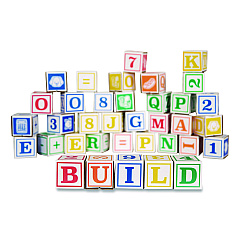 Bankers Box At Play 123 ABC Learning Blocks, Corrugated Board, 3" x 3" x 3", Assorted Colors, 50/Pack (100016408)