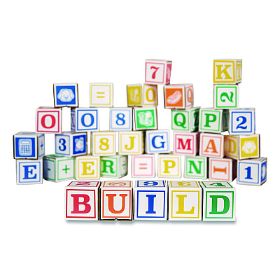 Bankers Box At Play 123 ABC Learning Blocks, Corrugated Board, 3" x 3" x 3", Assorted Colors, 50/Pack (100016408)