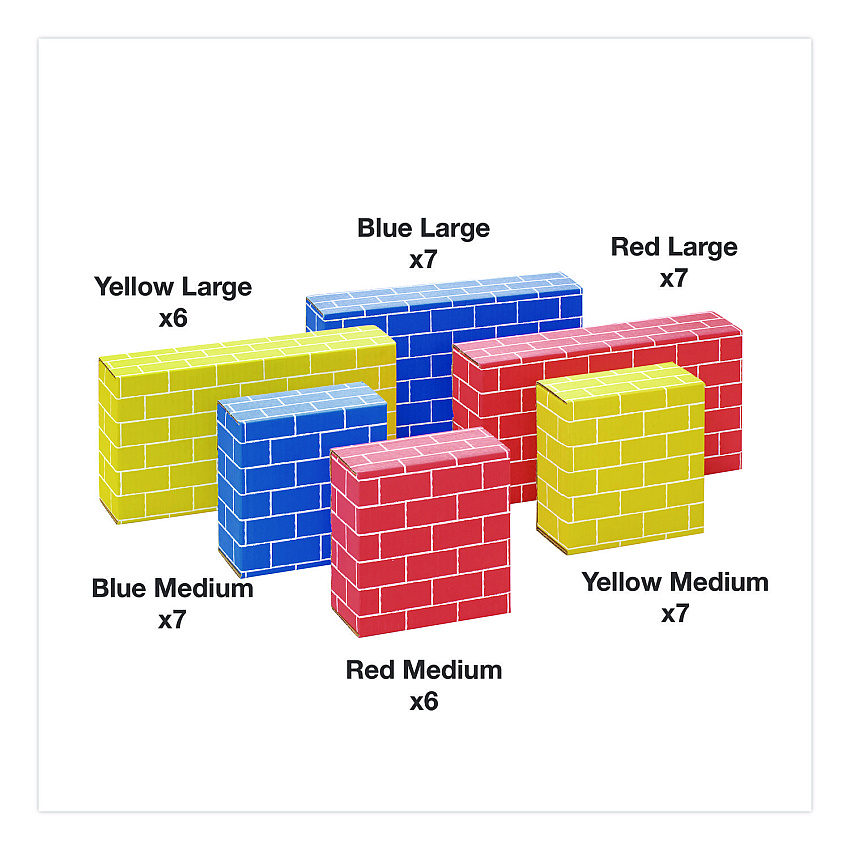 Bankers Box At Play Cardboard Building Block, 32-ECT Corrugated Board, Assorted Sizes and Colors, 40/Pack (1230801)