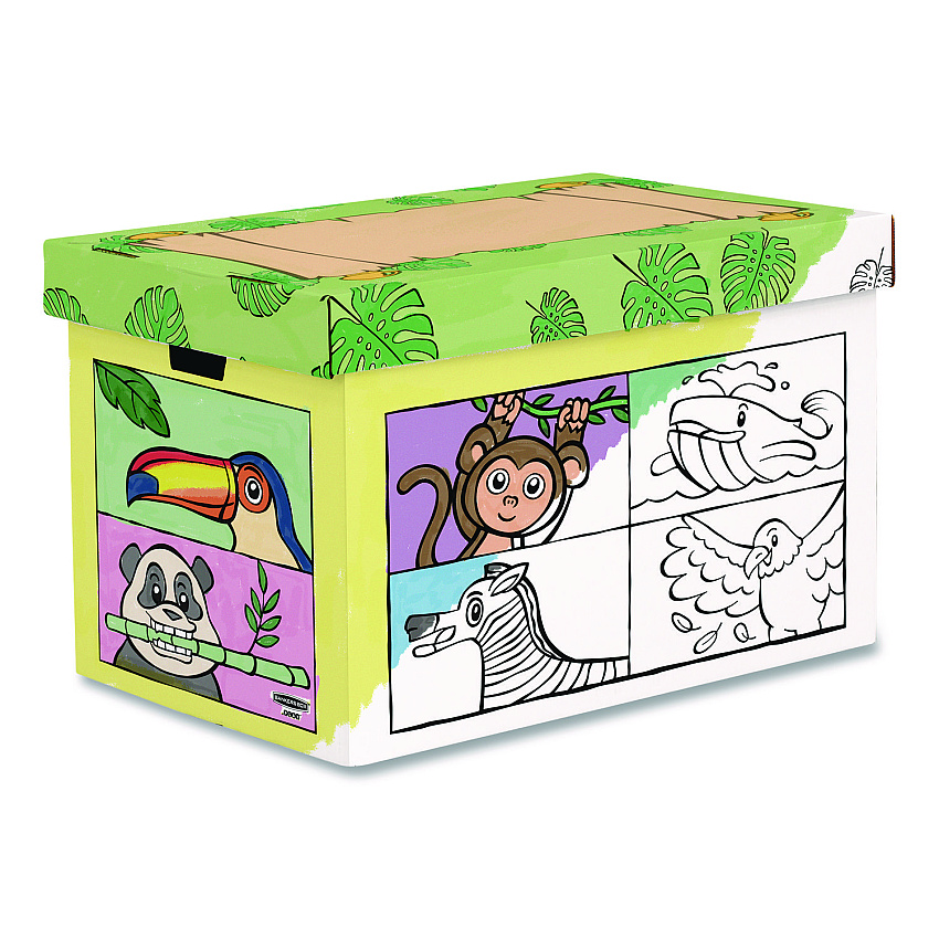 Bankers Box At Play Color in Toy Box, Animal Design, 1 Section, 39.27 gal, 5.25 Cu Ft, 28" x 18" x 18", White/Black (1231701)