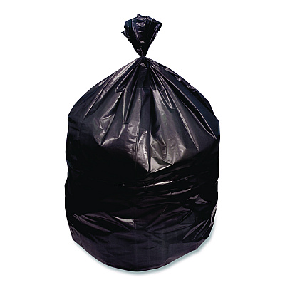 Heritage High-Density Waste Can Liners, 33 gal, 16 mic, 33 x 40, Black, Roll, 250/Carton (Z6640VKR01)