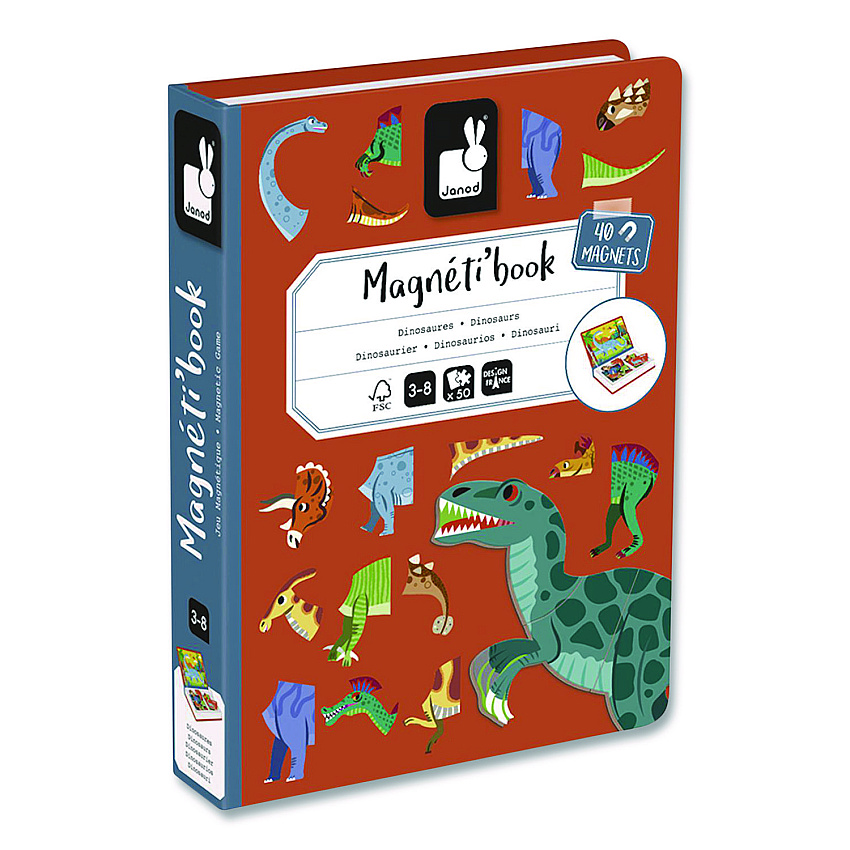 Janod Magneti'books, Dinosaurs, Grades Pre-K to 3, 50 Pieces (J02590)