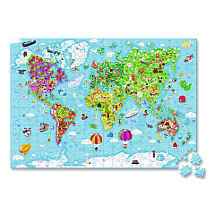 Janod Cardboard Giant World Map Suitcase Puzzle, Grades 2 to 7, 300 Pieces (J02656)