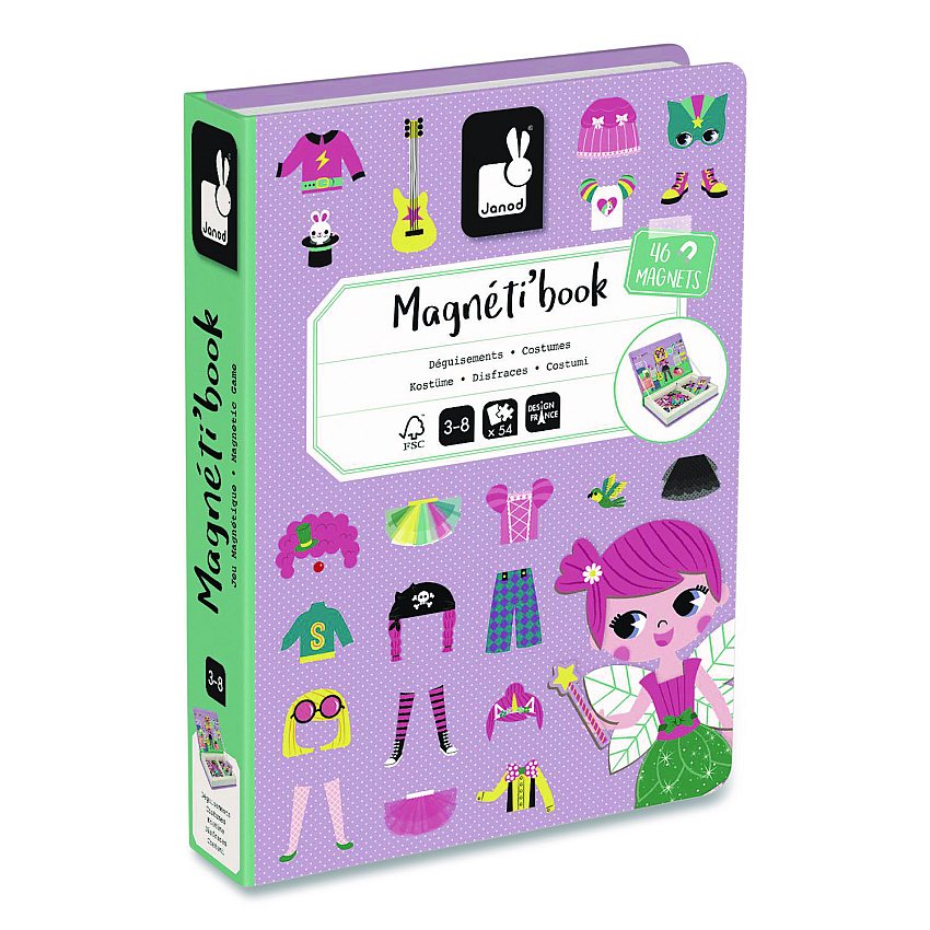 Janod Magneti'books, Girl's Costumes, Ages 3 to 8, 54 Pieces (J02718)