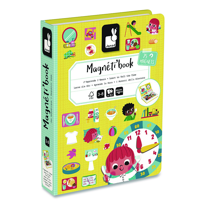 Janod Magneti'books, Learn To Tell Time, Grades Pre-K to 3, 91 Pieces (J02724)