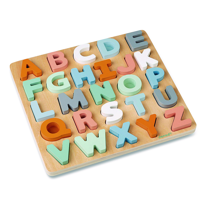 Janod Sweet Cocoon Double-Sided Chunky Alphabet Puzzle, Pre-K to K, 26 Pieces (J04412)