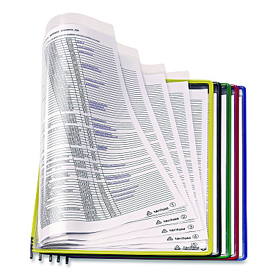 Tarifold Foldfive Pockets, 25 Sections, Clear Panel Assorted Color Border, 5/Pack (P095F)