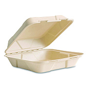 Vegware Nourish Molded Fiber Takeout Containers, Compostable, 9 x 9 x 3, Natural, Sugarcane, 200/Carton (VWHC91NFA)