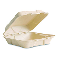 Vegware Nourish Molded Fiber Takeout Containers, Compostable, 9 x 9 x 3, Natural, Sugarcane, 200/Carton (VWHC91NFA)