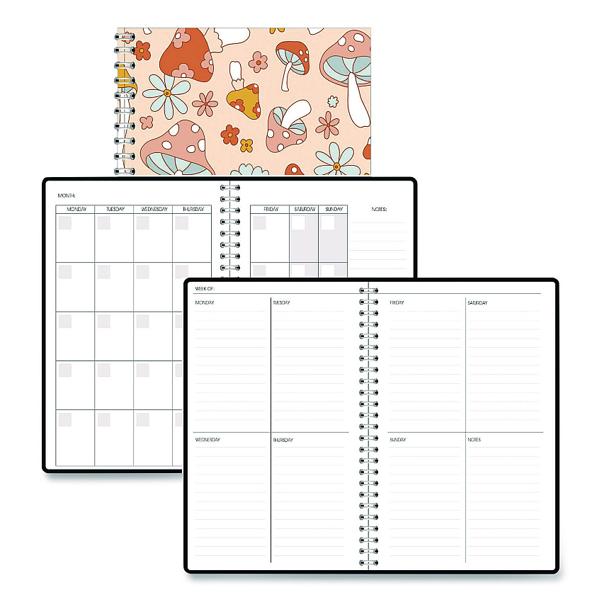 House of Doolittle Recycled Non-Dated Monthly/Weekly Planner, Mushrooms, Multicolor Cover, Undated (212140)