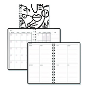 House of Doolittle Recycled Non-Dated Monthly/Weekly Planner, Abstract Faces, Black/White Cover, Undated (212141)