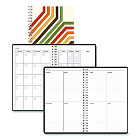House of Doolittle Recycled Non-Dated Monthly/Weekly Planner, 70's Stripes, Multicolor Cover, Undated (212142)