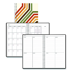 House of Doolittle Recycled Non-Dated Monthly/Weekly Planner, 70's Stripes, Multicolor Cover, Undated (212142)