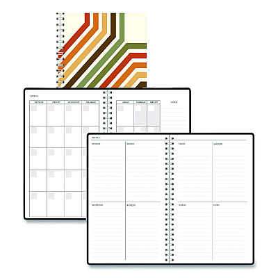 House of Doolittle Recycled Non-Dated Monthly/Weekly Planner, 70's Stripes, Multicolor Cover, Undated (212142)
