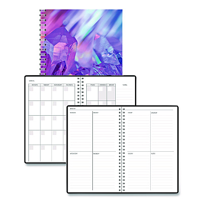 House of Doolittle Recycled Non-Dated Monthly/Weekly Planner, Crystals, Blue/Pink/White Cover, Undated (212143)