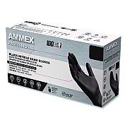 AMMEX Professional Nitrile Exam Gloves, Powder-Free, Small, Black, 100/Box (ABNPF42100BX)
