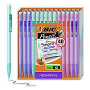 BIC Xtra Smooth Mechanical Pencil, HB #2 Black Lead, Assorted Pastel Color Barrels, 40/Pack (MP40TXBLK)