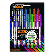 BIC Gel-ocity STIC Gel Pen, Stick, Medium 0.7 mm, Randomly Selected Ink and Barrel Color Assortment, 14/Pack (RGSMP14AST)