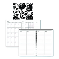 House of Doolittle Recycled Non-Dated Monthly/Weekly Planner, Black and White Floral, Black/White Cover,  Undated (212149)