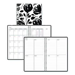House of Doolittle Recycled Non-Dated Monthly/Weekly Planner, Black and White Floral, Black/White Cover,  Undated (212149)