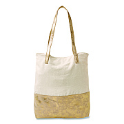 Martha Stewart Deluxe Tote Bag, Large, Accommodates Laptops Up to 13", 14.25" x 4" x 16.25", Beige/Gold (MS106A)